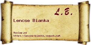 Lencse Bianka névjegykártya